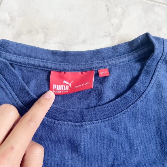 Set of PUMA Graphic Tee Shirt XL & Athletic Active Old Navy Shorts Girls Large - Picture 3 of 8